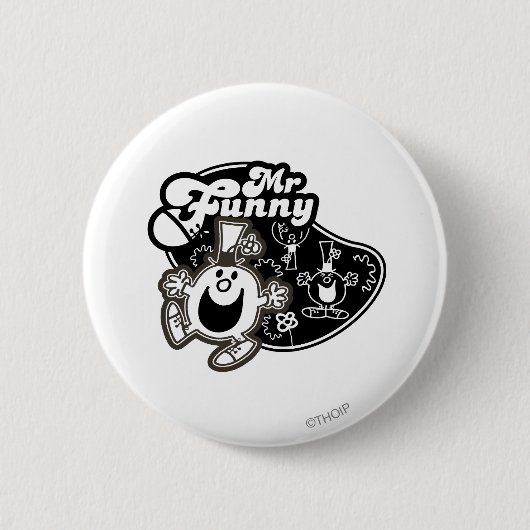 Black & White Mr. Funny Button (Vorderseite)