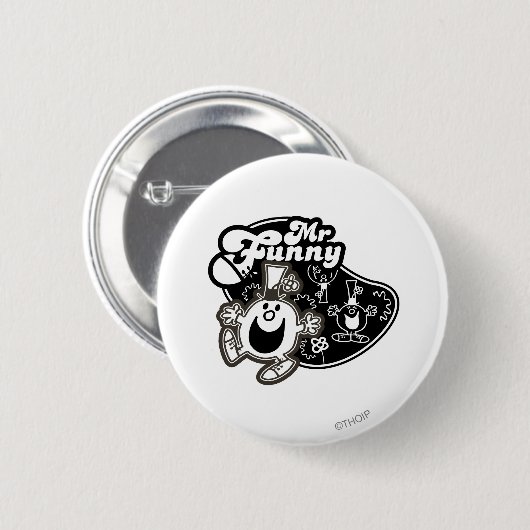 Black & White Mr. Funny Button (Vorne & Hinten)