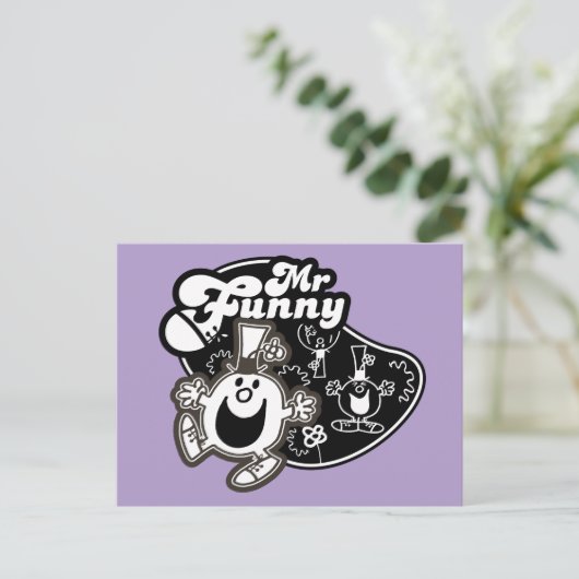 Black & White Mr. Funny Postkarte (Stehend Vorderseite)