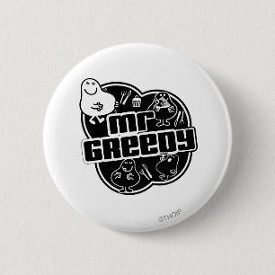 Black & White Mr. Greedy Button
