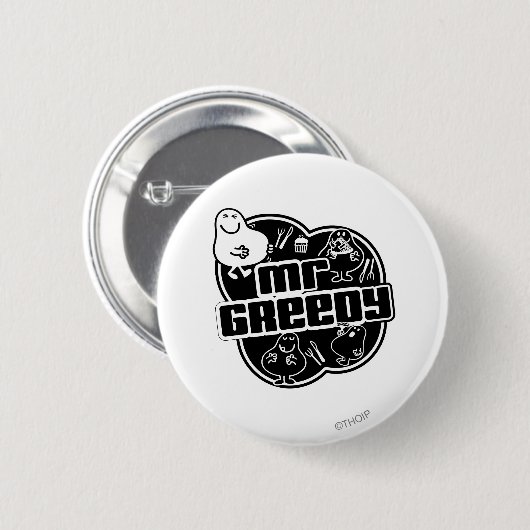 Black & White Mr. Greedy Button (Vorne & Hinten)