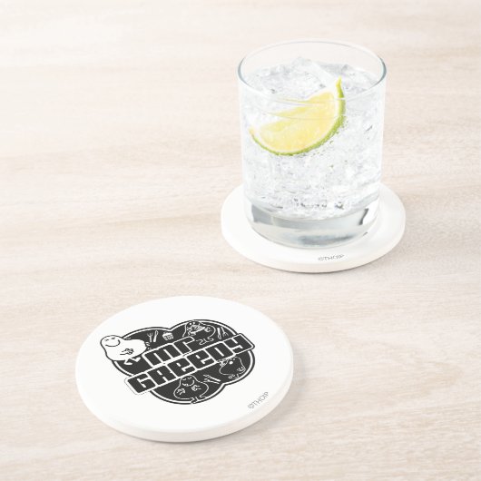 Black & White Mr. Greedy Getränkeuntersetzer (Seite)