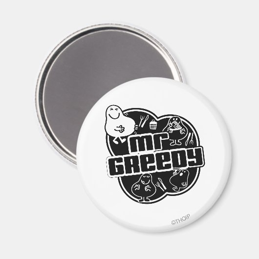 Black & White Mr. Greedy Magnet (Vorderseite/Rückseite)
