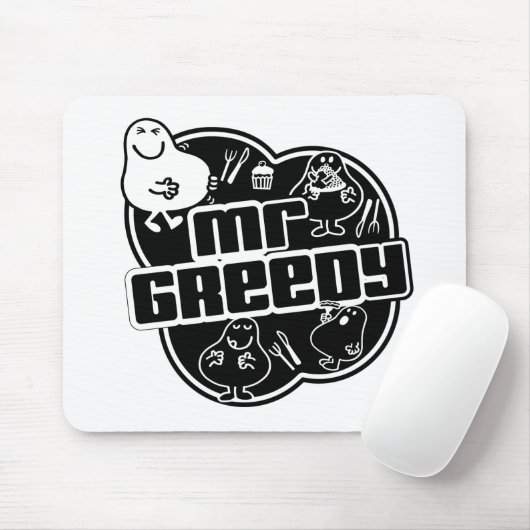 Black & White Mr. Greedy Mousepad (Mit Mouse)