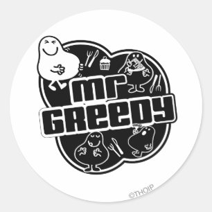 Black & White Mr. Greedy Runder Aufkleber