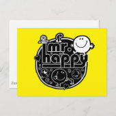 Black & White Mr Happy Postkarte (Vorne/Hinten)