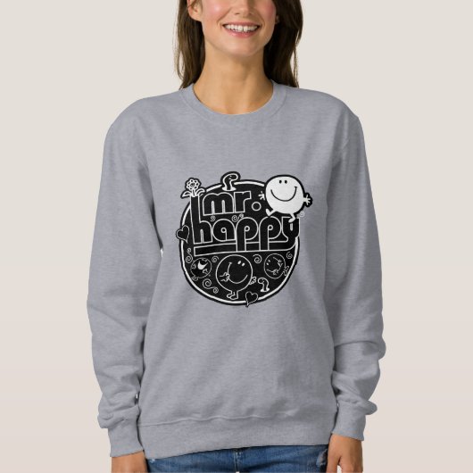 Black & White Mr Happy Sweatshirt (Vorderseite)