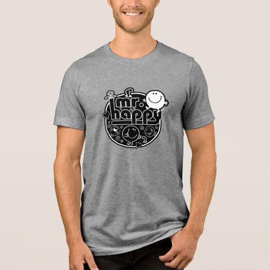 Black & White Mr Happy Tri-Blend Shirt (Vorderseite)