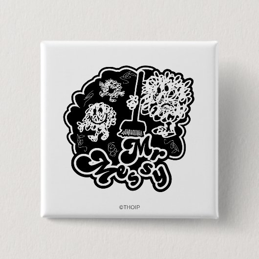 Black & White Mr. Messy Cleaning Button (Vorderseite)
