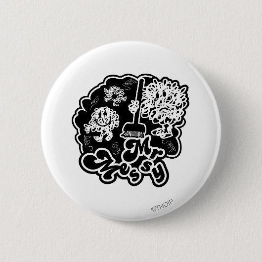 Black & White Mr. Messy Cleaning Button (Vorderseite)