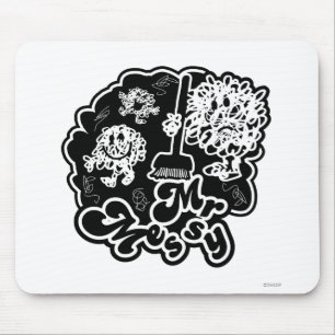 Black & White Mr. Messy Cleaning Mousepad