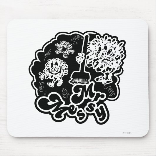 Black & White Mr. Messy Cleaning Mousepad (Vorne)