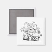 Black & White Mr. Messy | Sterne und Wirbel Magnet (Vorderseite/Rückseite)