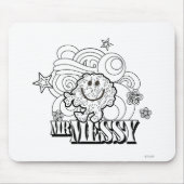 Black & White Mr. Messy | Sterne und Wirbel Mousepad (Vorne)