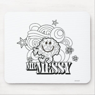 Black & White Mr. Messy Sterne und Wirbel Mousepad