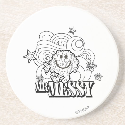 Black & White Mr. Messy | Sterne und Wirbel Untersetzer (Vorne)