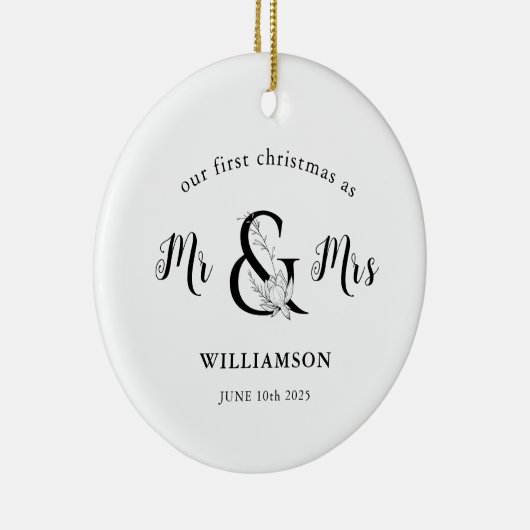 Black & White Mr & Mrs. FOTO 1. Weihnachten Keramik Ornament (Rechts)