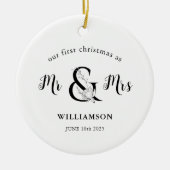 Black & White Mr & Mrs. FOTO 1. Weihnachten Keramik Ornament (Vorne)