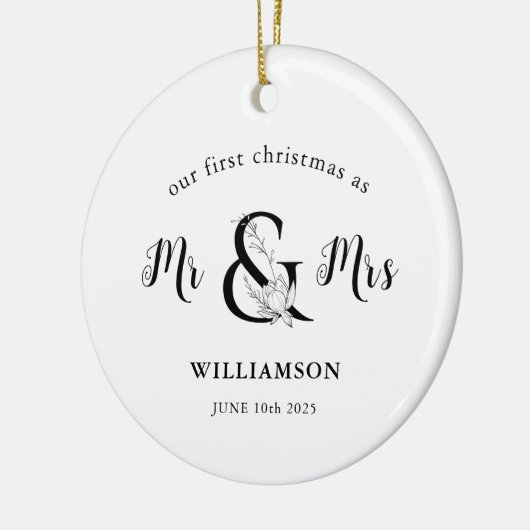 Black & White Mr & Mrs. FOTO 1. Weihnachten Keramik Ornament (Links)