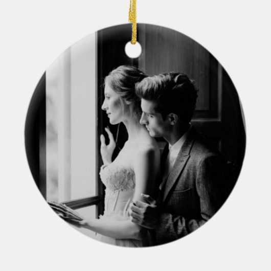 Black & White Mr & Mrs. FOTO 1. Weihnachten Keramik Ornament (Hinten)