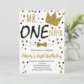 Black & White, Mr.Onederful Birthday, 1. Geburtsta Einladung (Stehend Vorderseite)