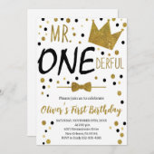 Black & White, Mr.Onederful Birthday, 1. Geburtsta Einladung (Vorne/Hinten)