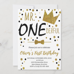 Black & White, Mr.Onederful Birthday, 1. Geburtsta Einladung
