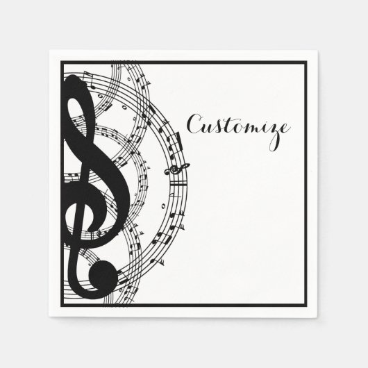 Black & White Music 2 Napkins Serviette (Vorderseite)