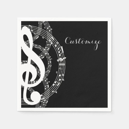 Black & White Music Napkins Serviette (Vorderseite)