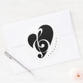 Black&White Music Symbol w Herzdesign Runder Aufkleber (Umschlag)