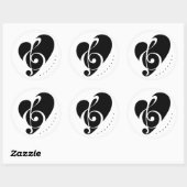Black&White Music Symbol w Herzdesign Runder Aufkleber (Blatt)