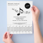 Black & White Music Teacher Tear Off Strips Flyer (Hand)