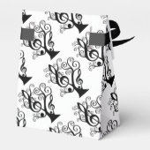 Black & White Music Treble Clef Tree Favor Box Geschenkschachtel (Rückseite)