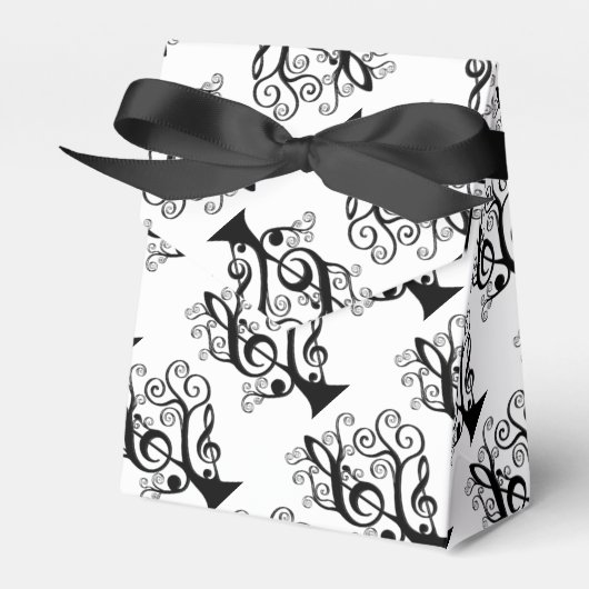 Black & White Music Treble Clef Tree Favor Box Geschenkschachtel (Vorderseite)