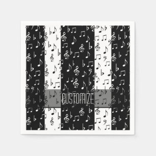 Black & White Musikstreifen Napkins Serviette