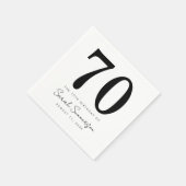 Black White Name Date Seventy 70th Birthday Party Serviette (Ecke)