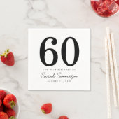 Black White Name Date Sixty 60th Birthday Party Serviette (Beispiel)