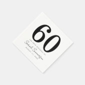 Black White Name Date Sixty 60th Birthday Party Serviette (Ecke)