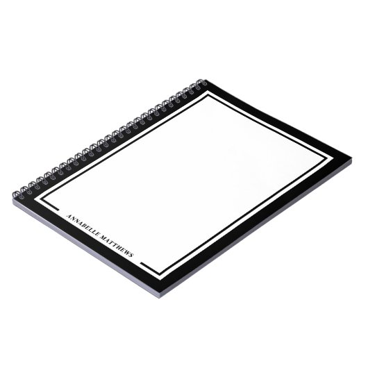 Black White Name Monogram Notizblock (Linke Seite)