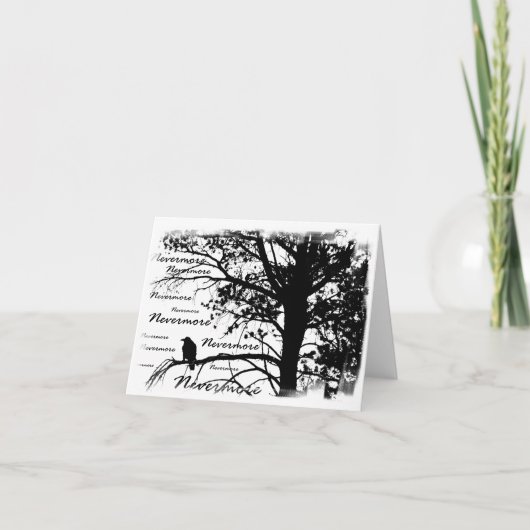 Black & White Nevermore Raven Silhouette Karte (Vorderseite)