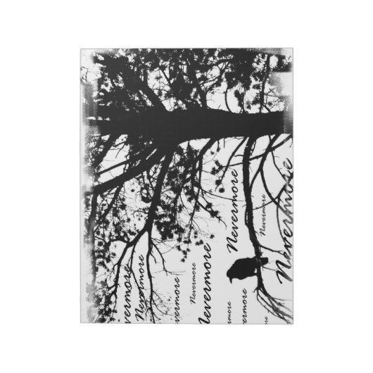 Black & White Nevermore Raven Silhouette Notizblock (Rotiert)