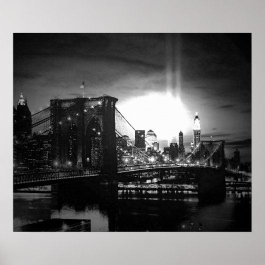 Black & White New York City Brooklyn Bridge Poster (Vorne)
