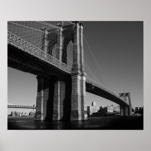 Black & White New York City Brooklyn Bridge Poster (Vorne)