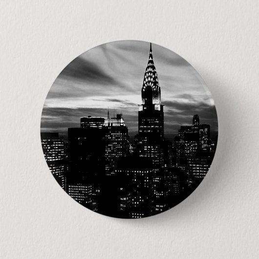 Black & White New York City Midtown Button (Vorderseite)