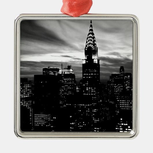 Black & White New York City Midtown Silbernes Ornament (Vorne)