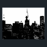 Black & White New York City Pop Art Poster<br><div class="desc">New York City Midtown Old Style Image - Vintage New Yorker Kunstwerke</div>