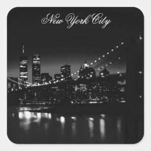 Black & White New York City Quadratischer Aufkleber