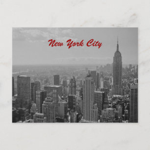 Black & White New York City Script Post Card Postkarte