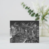 Black & White New York City Script Postcard Postkarte (Stehend Vorderseite)