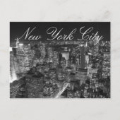 Black & White New York City Script Postcard Postkarte (Vorderseite)